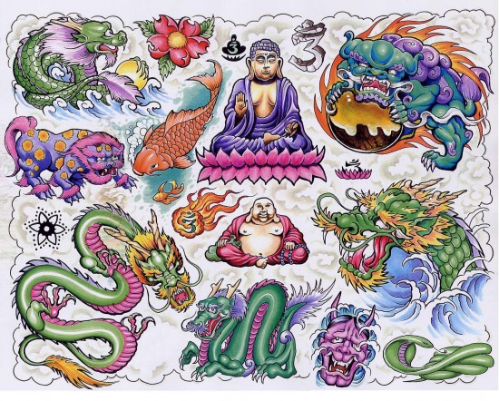 Chinese-Dragon-Fishes-Budha-Meditation-Tattoo-Design-550x442.jpg